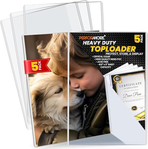 5 Pack 8.5 x 11 Rigid Print Protectors Heavy Duty Hard Plastic Sleeves