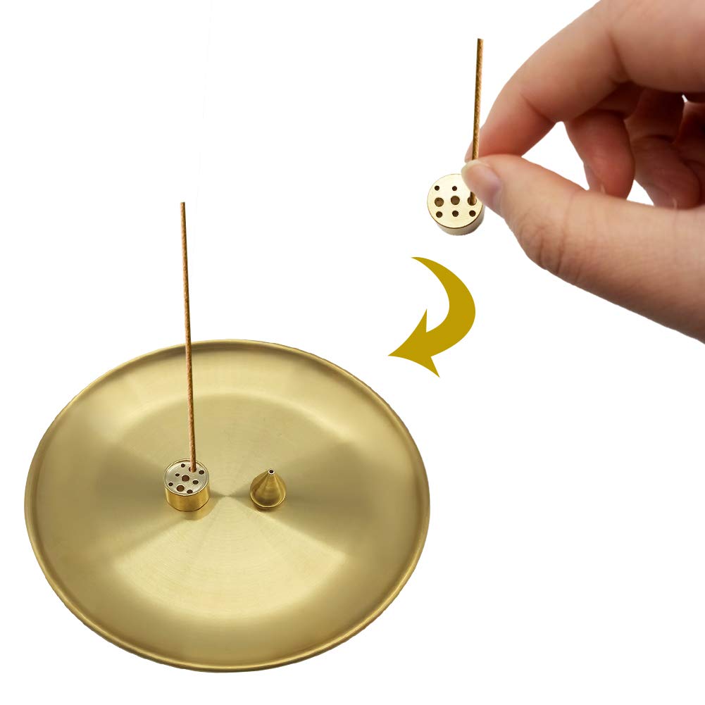 Incense Holder Porta Bastoncini di Incenso Raccogli Cenere Piastra per Bruciatore di Incenso a Foglia in Lega di Nastro con Vassoio per Incenso a Fiori Taglia piccola 22 cm