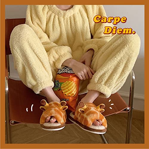 Gaolinci Cartoon Giraffe Cotton Slippers, Winter Indoor Outdoor Slippers For Women #TOP7