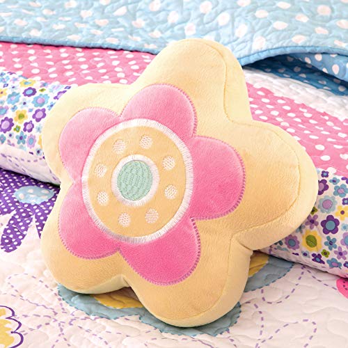 Mi Zone Kids Crazy Daisy Bedding For Girls Quilt Set - Sky Blue, Pink , Flowers, Butterfly – Kids Girls Quilts – Ultra Soft Microfiber Quilt Sets Coverlet, Full/Queen 4Piece #TOP3