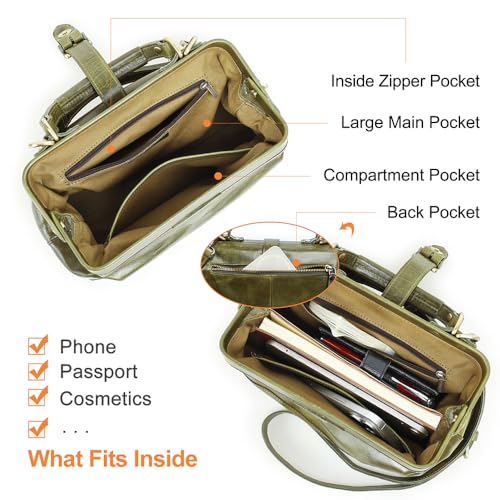 Image of CONTACTS Full Grain Leather Doctor Purse Bag for Women Top Handle Bag Vintage Handbag Shoulder Bag