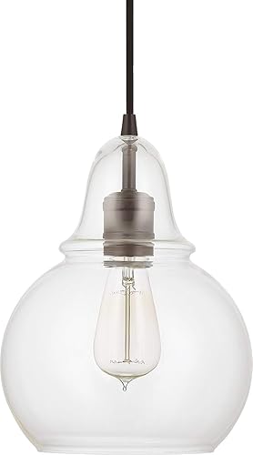 Capital Lighting 4644BB-143 Ashlyn - Colgante moderno con forma de lágrima de cristal transparente, 1 luz de 75 vatios, 11 pulgadas de alto x 8