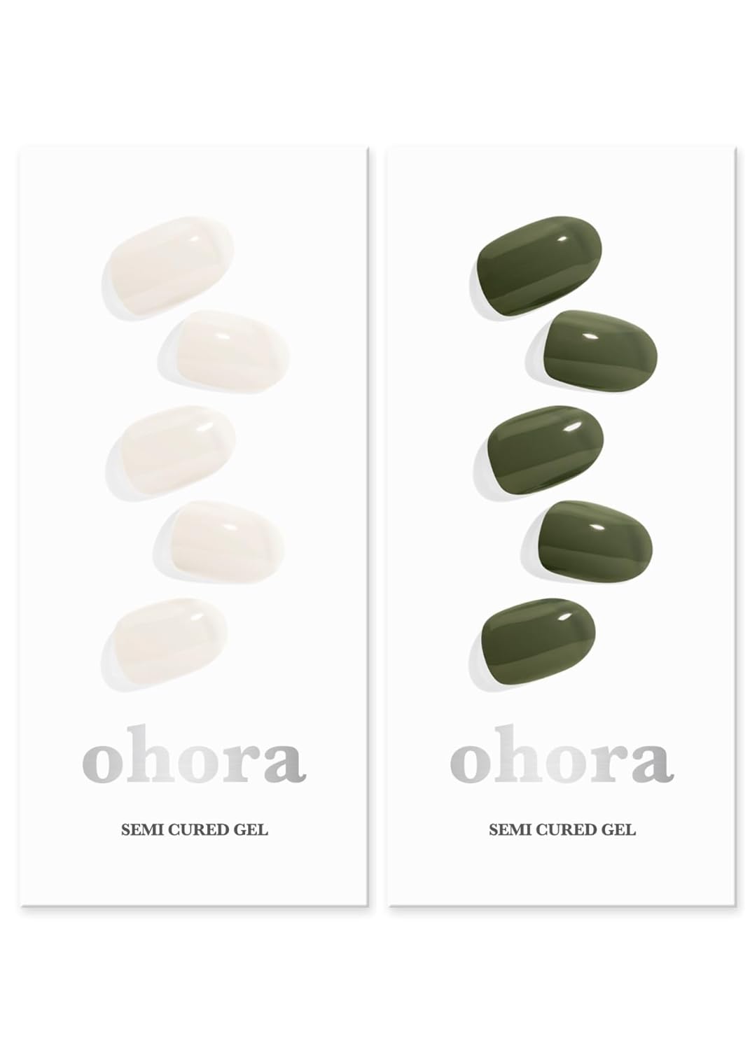 ohora Semi Cured Gel Nail Set of 2 (N Cream Cotton & N Cream Moss) - Professional Salon-Quality Nail Care