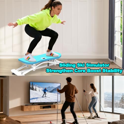 Simulador de Esquí Deslizante con Bandas de Resistencia - Equipo de Entrenamiento Cardiovascular para Gimnasio en Casa, con Bandas de Resistencia y Base Antideslizante, Máquina de Entrenamiento Full-Body para Abdominales, Piernas y Brazos miniatura 6
