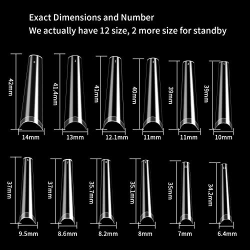 240 Pcs Clear Full Cover Nail Tips, Clear Nail Tips, Coffin Nail Tips Fake Nails, False Ballerina French Acrylic Nail Tips Extension For Salon Manicure Home Diy Nail Art Acrylic Nails Professional #TOP1