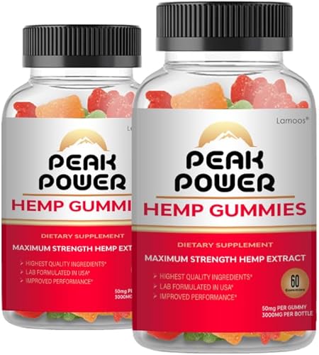 Peak Power - Gomitas de cáñamo Peak Power (paquete de 2, 120 gomitas)
