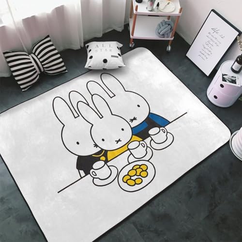 カーペット ミッフィー ラグ ラグマット 150×100cm おしゃれ 滑り止め 絨毯 じゅうたん 洗える 室内リビングマット 寝室 居間用 家庭用 オフィス用