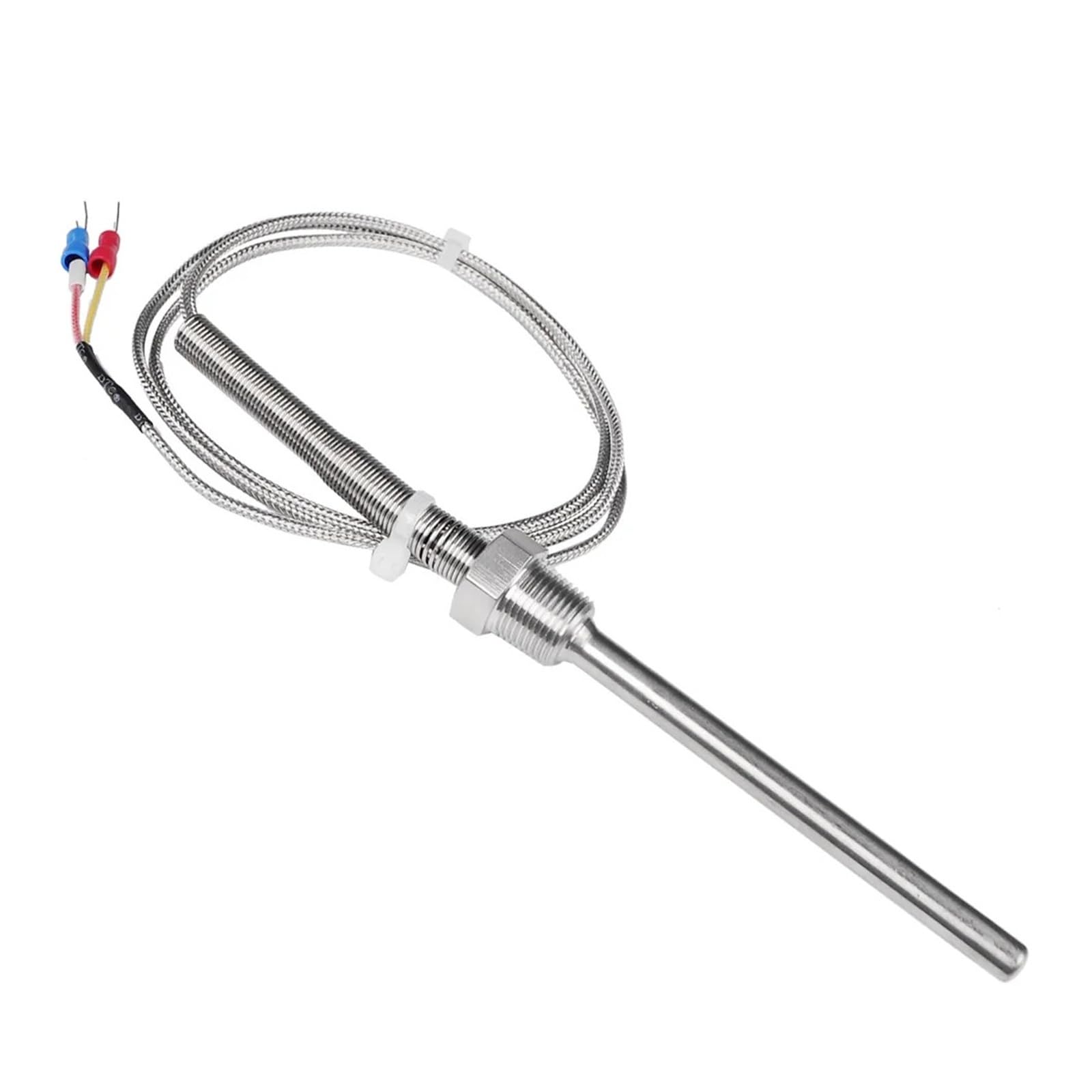 Gwint czujnika wysokiej temperatury 1300°C PT3/8'' 10 cm sonda ze stali nierdzewnej typ K termopara regulator temperatury (długość kabla 5 m, 200 mm)