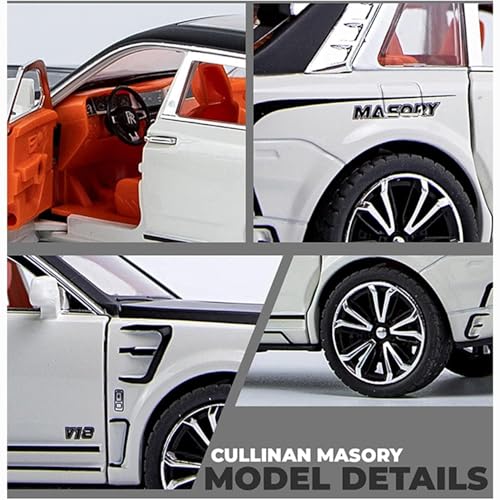 Image of Alokik Enterprise Compatible for 1:32 Rolls Royce Masory Toy Car Model, Diecast Collectible Pull Back Model Car with Sound and Light, Toy Gift Vehicles for Adults Kids Boys Girls【White】