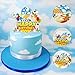 Cartoon Story 2nd Birthday Cake Toppers, Blue Sky and White Clouds Rocket Party Decorations, Suitable for Toy Themed Party Supplies