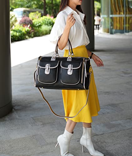 MKF Collection Color Block Duffle Bag for Women Fashion, Designer Vegan Leather Large Ladies Stylish Weekender Carry-on bag4