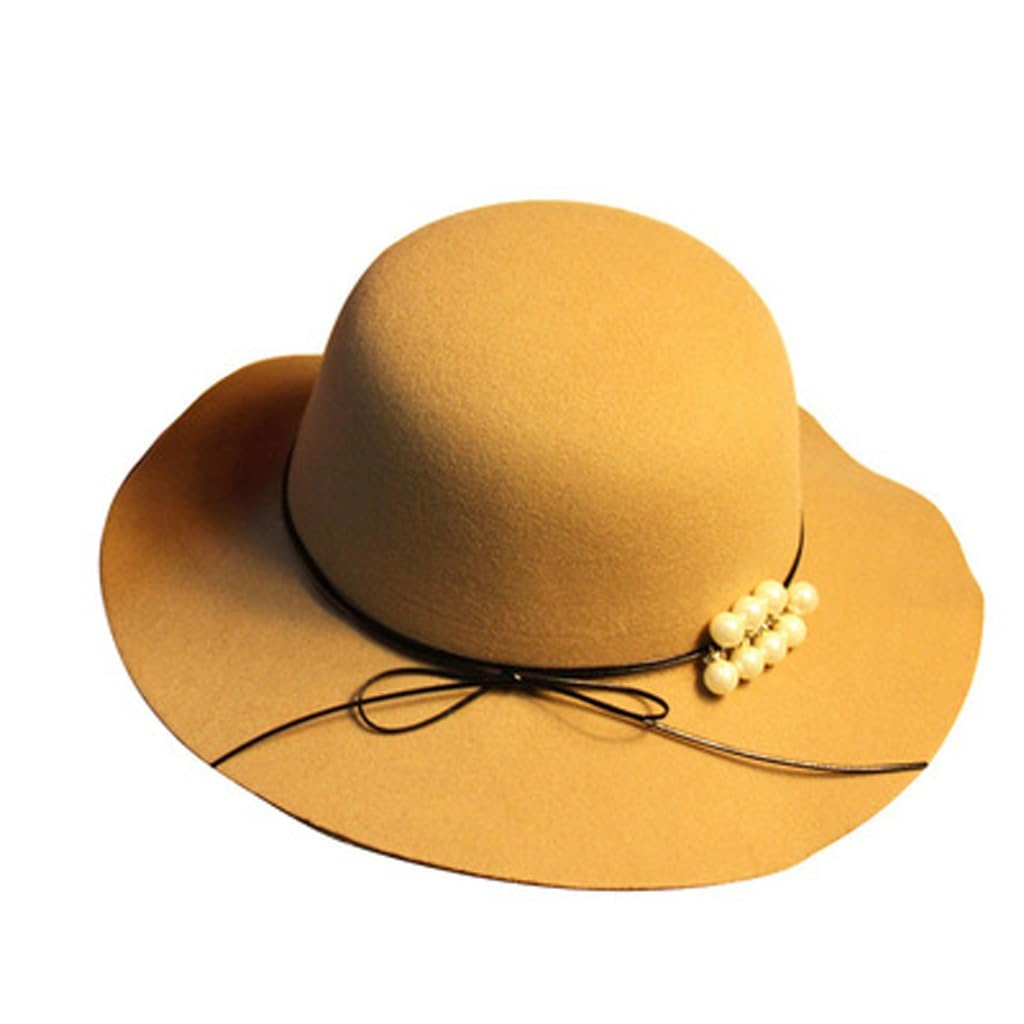 Chapeau bol femme en laine avec perles élégantes pour l'automne et l'hiver