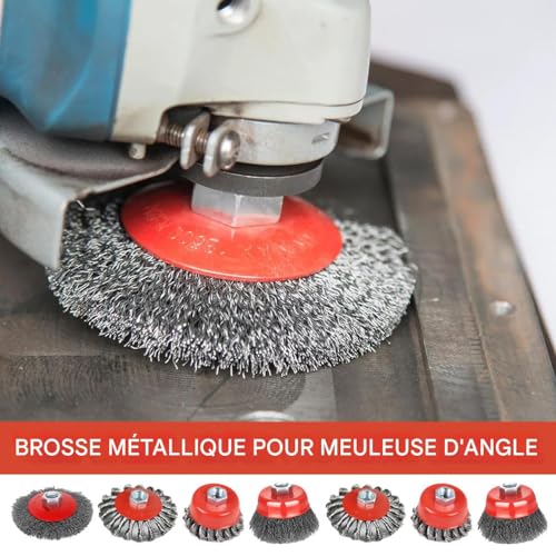 Disque à fils pour meuleuse d'angle accessoire brosse bois métal
