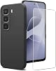 Funda para Infinix Hot 60i 4G Negro con 1 Protector de Pantalla | Vidrio Templado Película de Silicona Flexible TPU Agarre Cómodo Antideslizante Resistente a Arañazos Cubierta Protectora a Prueba de Golpes 1