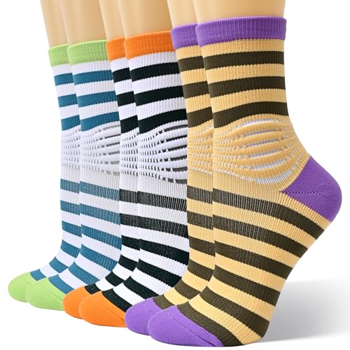 Image of IRAMY Compression Ankle Support Socks Women - Wicking, Cushioned Athletic, Plantar Fasciitis Relief 2 /3 /6 Pairs