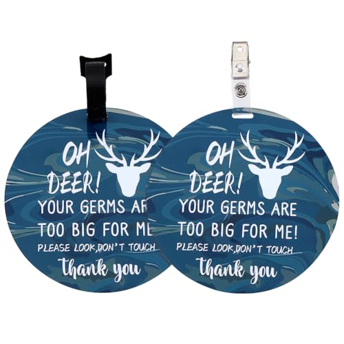 Image of PLIGREAT 2 Pack No Touching Baby Car Seat Sign, No Kissing Baby Stroller Tag with Hanging Straps and Clip, No Touch Baby Safety Sign for Baby Girl Boy, Blue