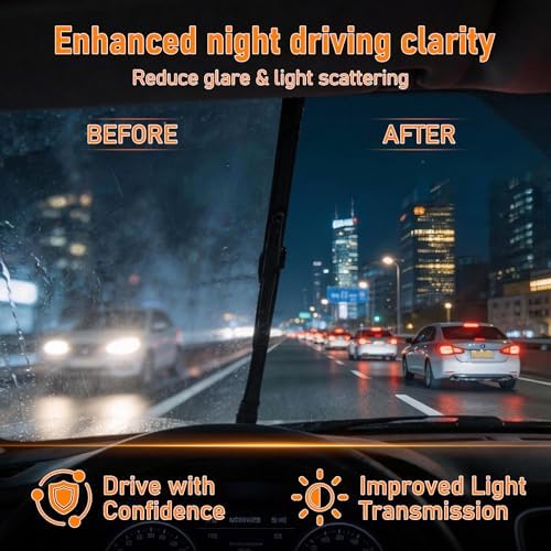 EcoPure Lab Glass Emulsion Cleaner, Car Oil Film Remover, Windshield Oil Film Remover for Car Windows, Auto Glass Cleaner, Improves Windshield Clarity for Safe Driving, Crystal Clear View(1PCS)