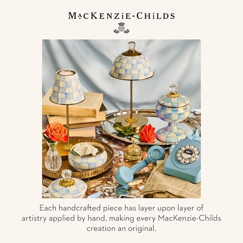 Image of MACKENZIE-CHILDS LED Cafe Table Lamp, Light-Blue-and-White Sky Check