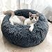 Okrągły kosz dla kota, poduszka dla kota pączka Ø 40 cm szara, zdejmowane łóżko, nadająca się do prania i idealna do domu i na zewnątrz, miękka i przytulna sofa dla kota, nowa miękka