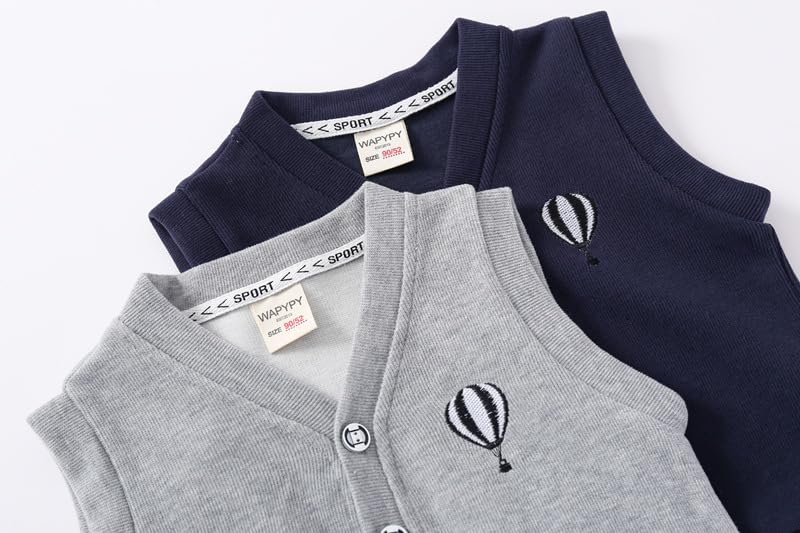 Toddler Baby Boys Girls Embroidered Sleeveless Sweater Vest V-Neck Autumn and Winter Little Kids Tank Button Cardigan3