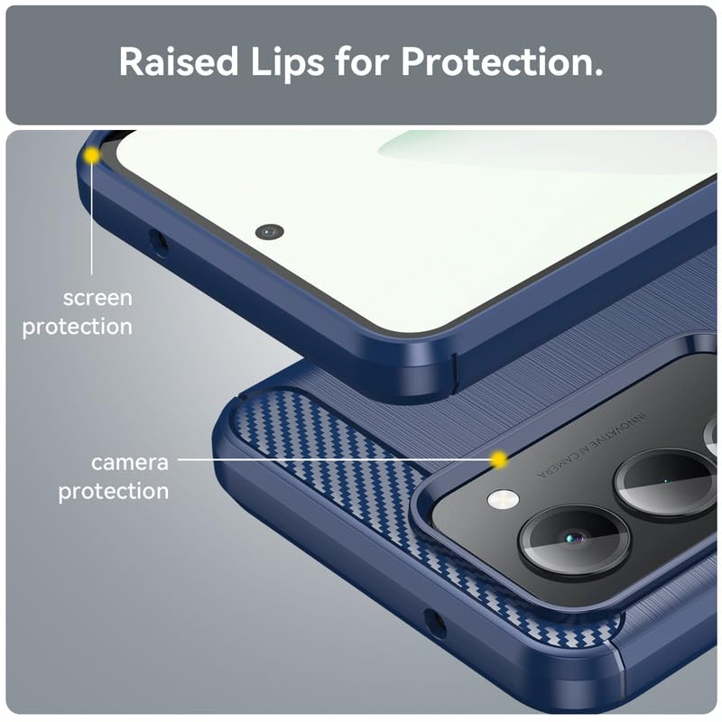 Image of Hybrid Carbon Fiber Back Case for Redmi 15C 5G (Blue)
