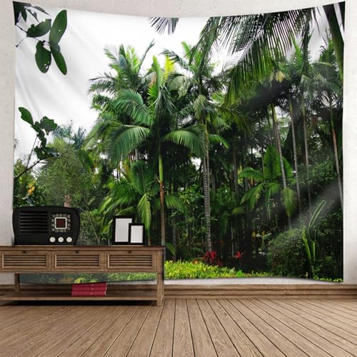 Cortina de pared de cocoteros para transformar tu salón en un oasis tropical