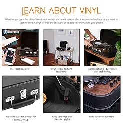 Tourne-Disque, Platine Vinyle Vintage 3 Vitesses 33/45/78 TR/Min avec Bluetooth, 2 Haut-parleurs stéréo intégrés, MP3 – Platine Vinyle Lps avec Haut-Parleur stéréo - Les Beatles, Paul McCartney, John Lennon, RIngo Starr, George Harrison Tourne-Disque, Platine Vinyle Vintage 3 Vitesses 33/45/78 TR/Min avec Bluetooth, 2 Haut-parleurs stéréo intégrés, MP3 - Platine Vinyle Lps avec Haut-Parleur stéréo – Image 5