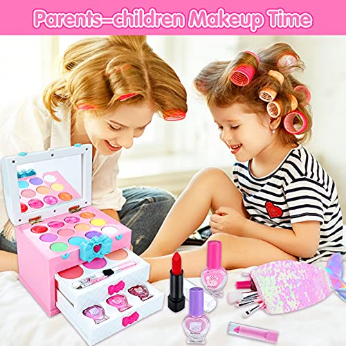 Innocheer Washable Kids Makeup Kit For Little Girls 3-8, Real Makeup Toy Set With Portable Makeup Box, Lipsticks, Brushes And Mirror For Kids Toddlers Pretend Play Birthday Christmas #TOP4