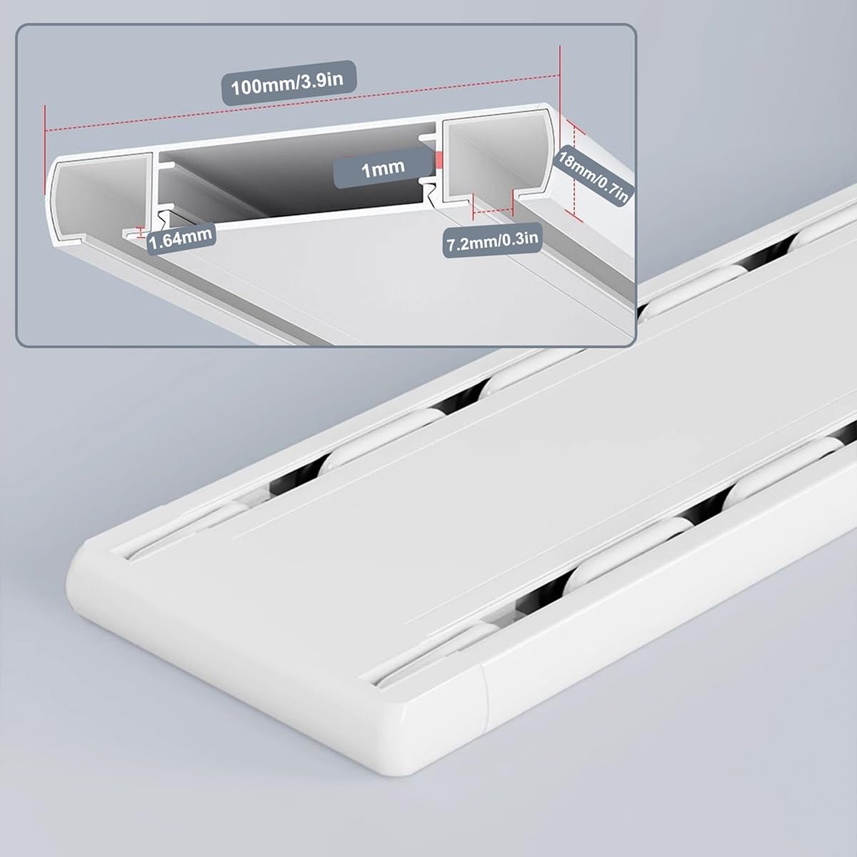 Rail de rideau plafond Double, Aluminium Rails pour Rideaux, Robustes Kit de Tringle à Rideaux avec Poulies À Lame d'acier, Silencieux Rails De Poulie pour Diviseur De Pièce(White,2.2m(7.2ft))