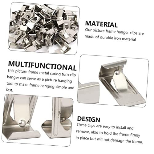 Image of Tofficu 150pcs Photo Frame Clip Back Plate Buckle Hardware Accessories for Hanging Pictures Metal Spring Turn Button Hanger for Artwork and Canvas Display