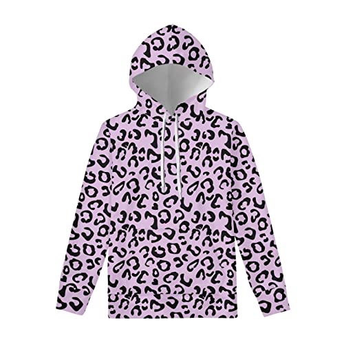 Sweat à capuche violet motif léopard homme | Coupe casual ample et manches longues