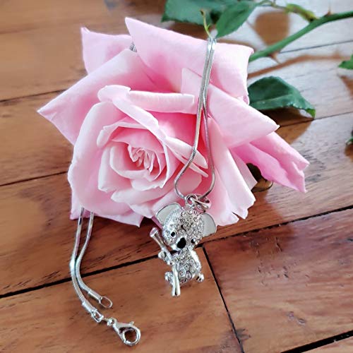Adorable Silver Tone 3D Crystal Koala Bear Pendant Necklace3