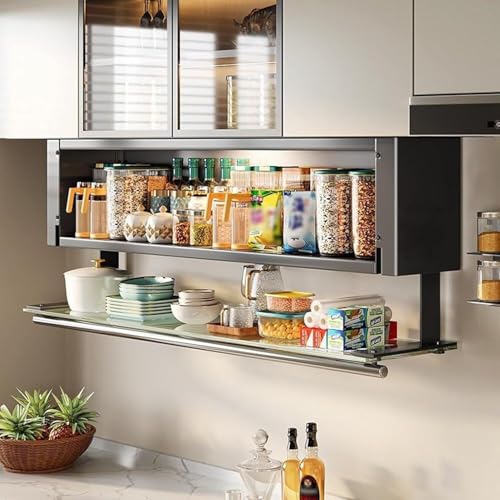 Estante for especias Estante de almacenamiento de cocina Estante de almacenamiento extraíble for gabinete Puerta de gabinete de vidrio Soporte de estante plegable Estante de almacenamiento superior oc