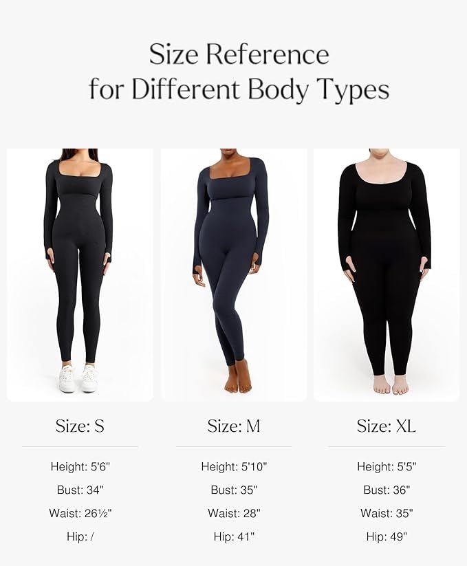 Popilush Jumpsuits for Women Long Sleeve Built In Bra Black L - image 6