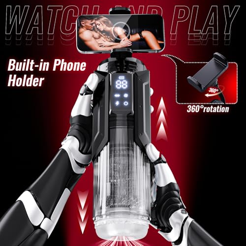 Image of EINSEO Male Masturbator Sex Toy for Men with Phone Holder - AI Sync Waterproof Penis Pump with 7 Sucking & 7 Thrusting Rotating Licking Mode, Pocket Pussy Male Sex Toys with Suction Base Bath Item