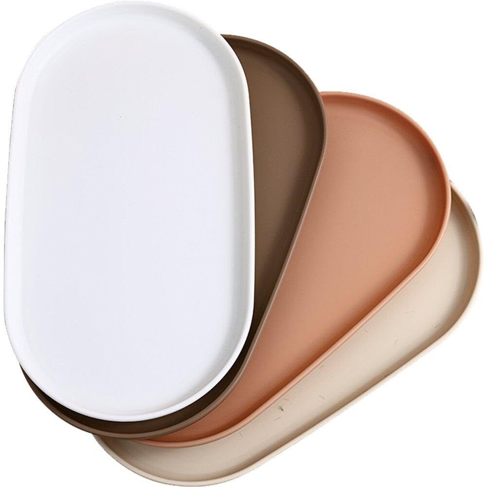 Lpitoy Plastic Serving Tray, 4 Pcs Oval Serving Platters Dishes For Party, Reusable Serving Tray For Snacks, Food, Cookies