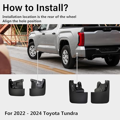Image of Mud Flaps for 2022 2023 2024 Toyota Tundra Accessories, All-Weather Fender Front and Rear MudFlaps Splash Guards (4Pcs)
