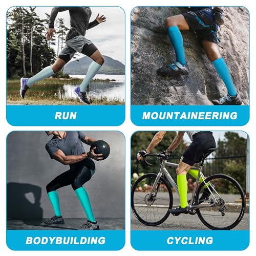 Image of fenglaoda 8 Pairs Compression Socks for Men & Women 20-30 mmHg Knee High Nurse Pregnant Running Medical and Travel Athletic