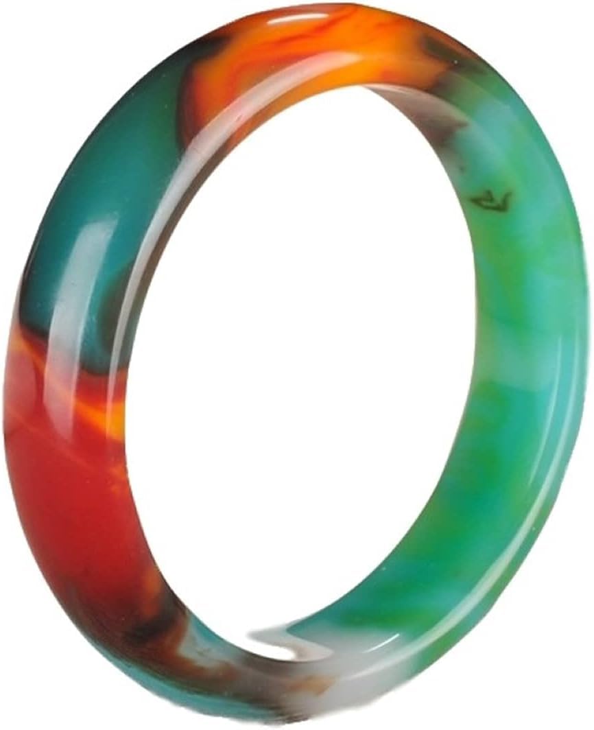 Bracciale Genuino da Donna Regalo di Compleanno Bracciale in Agata Colorata Naturale Intagliato A Mano Miglior Regalo Elegante Classico Bracciale in Giada con Scatola, Jade, 57mm