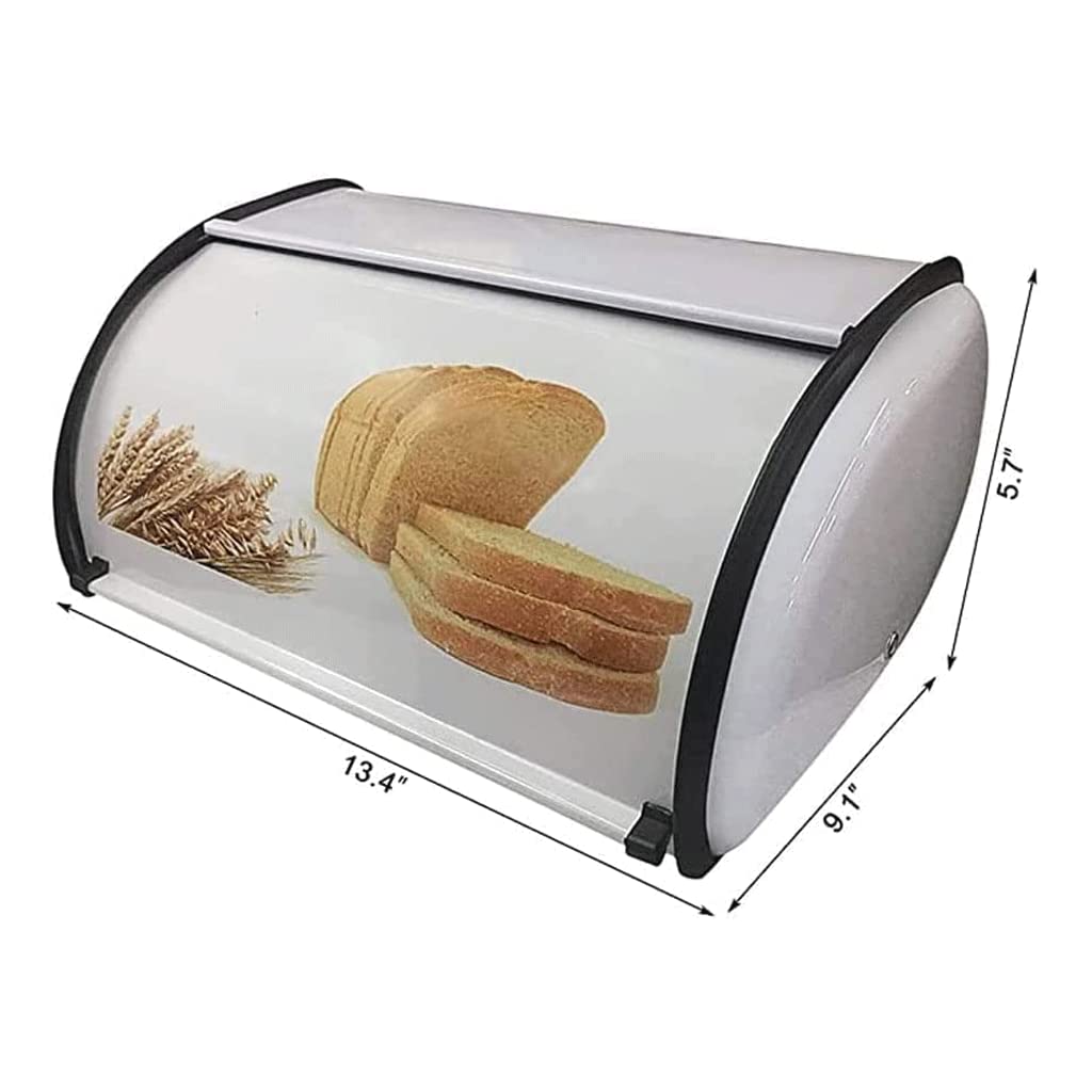 LIOONS Panera de Metal para encimeras con Capacidad para más de 2 panes, encimera Enrollable, panera de Gran Capacidad, Almacenamiento de Pan, Cocina Retro