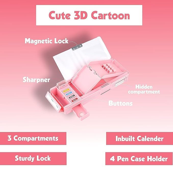 Image of Multifunctional Cute School Pencil Box for Girls, Unicorn Compass for Boys, Aesthetic Stationary Items for Kids, Magnetic Pencil Box, Best Gifts (Unicorn Compass Box 1)