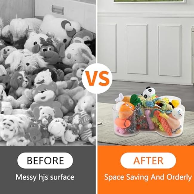 Geyecete acrylic dog bins Extra Large container organizer dog bone shaped basket dog toy basket pantry organizers and storage Dog Toy Basket-Clear