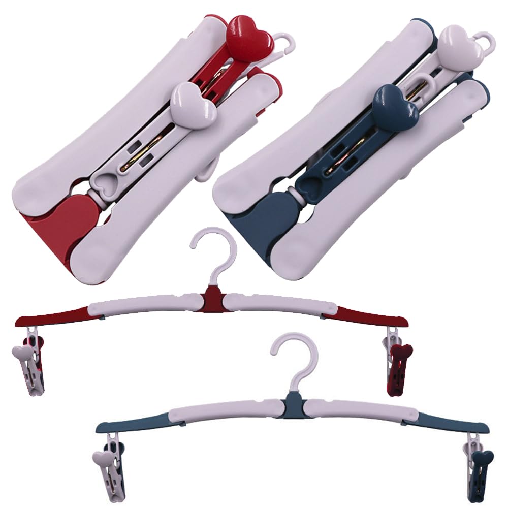 4 Pcs Folding Clothes Hangers with Clips Portable Multi-Purpose Hanger 2 Colors Travel Hangers for Home Hotel Camping Holiday Travel Accessories Cruise Essentials