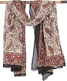 GURU SHOP Leichter Pareo Schal, Sarong, Handbedrucktes Baumwolltuch - rot Kombination 11, Herren/Damen, 190x120 cm