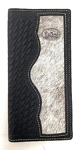 Premium Men's Cow Fur Cowhide Praying Cowboy Genuine Leather Bifold Wallet in 2 colors (Black)