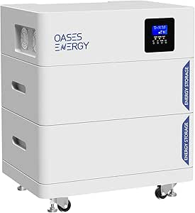 Oasesenergy Batterie Lithium 48V 400Ah, Tout-en-Un 20kWh LiFePO4 Batterie De Stockage, Ensemble Onduleur 5kW, Facile à Installer, Pour Le Stockage