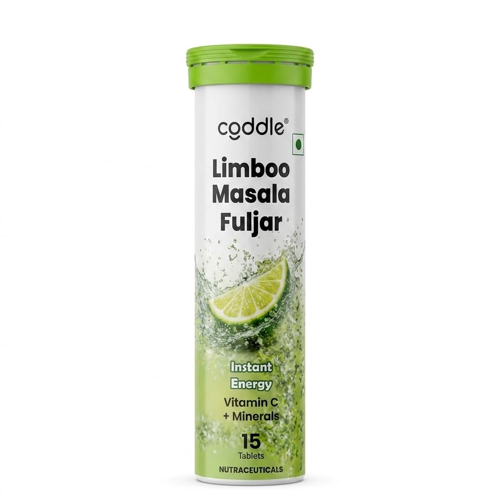 Coddle Active Electrolyte Effervescent Tablets, Zero Sugar & Zero Caffeine for Daily Hydration - 15 Effervescent Tablets Pack of 1 limboo