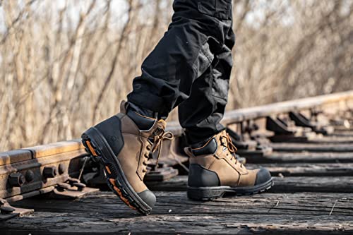 Mwork 6" Safety Work Boots For Men Waterproof Composite Toe Puncture Proof Eh Non Slip No Metal Comfortable& Durable Mw0001 Brown Size 8 #TOP3