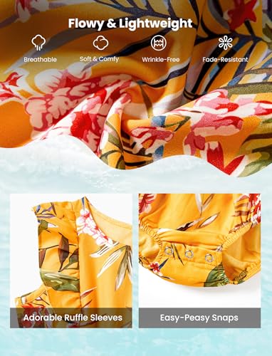 Image of PATPAT Family Matching Outfits Mommy and Me Dresses Hawaiian Tropical Vacation Beach Spaghetti Strap Dress and Shirt