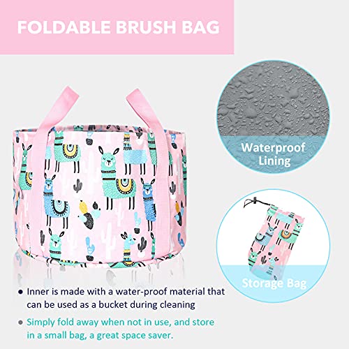 Harrison Howard Horse Grooming Kit 11-Piece Equine Care Series Horse Brush Sets With Organizer Tote Bag Tack Room Supplies Shedding Grooming Massaging Tools-Cherry Pink #TOP1